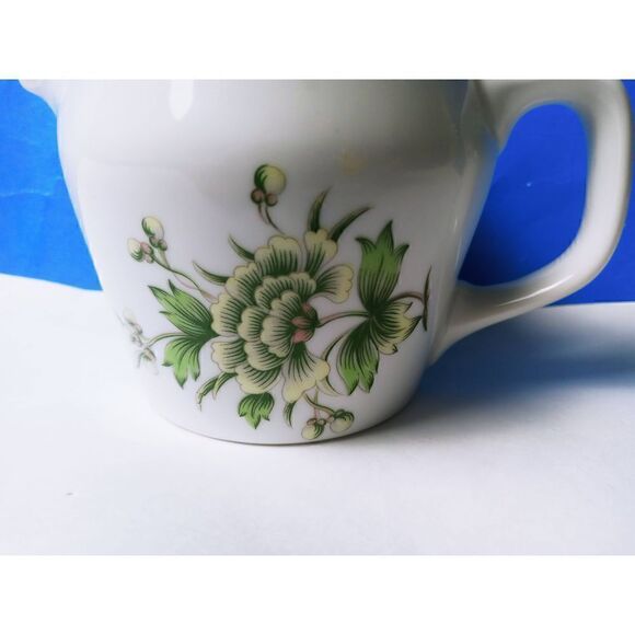 Hollohaza Hungary 1831 Floral Decorative Porcelain Creamer Cup w/Lid 4' - Picture 3 of 6
